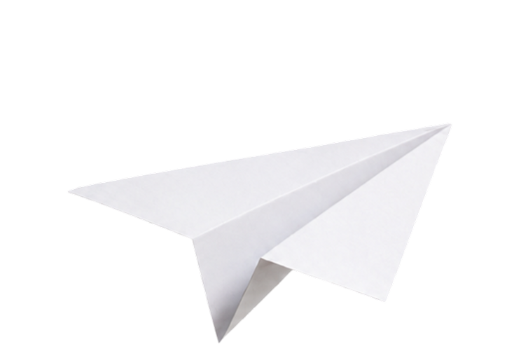 A white paper plane soaring upward through the sky