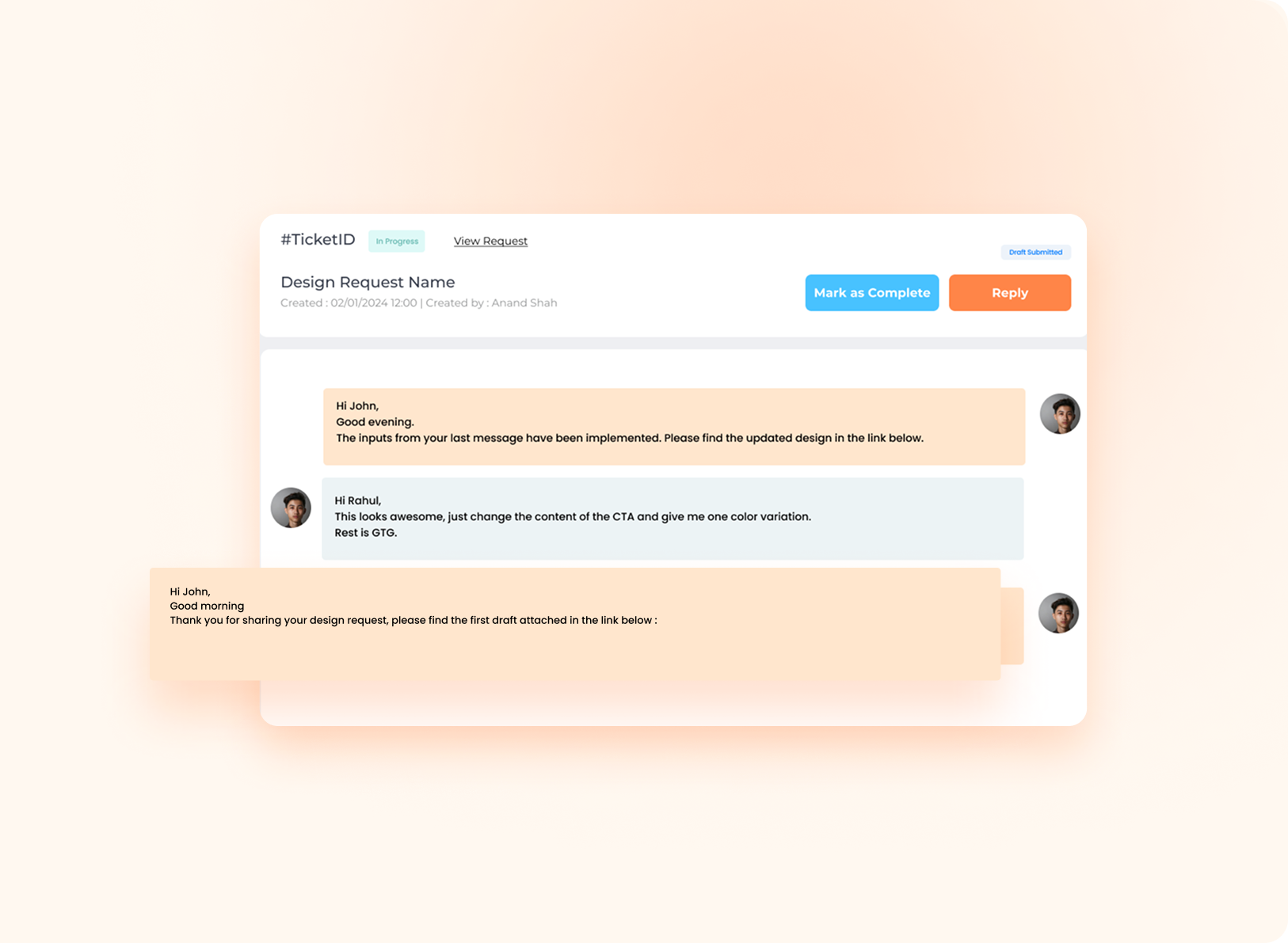 Brief submission and messaging interface on Doodl Space