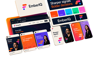 Brand & Identity mockups — EmberIQ phones and laptop