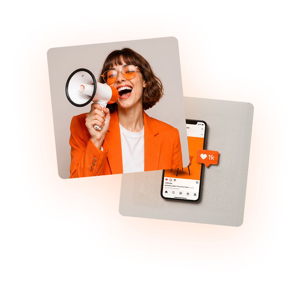 Marketing & Advertising — woman with megaphone and phone