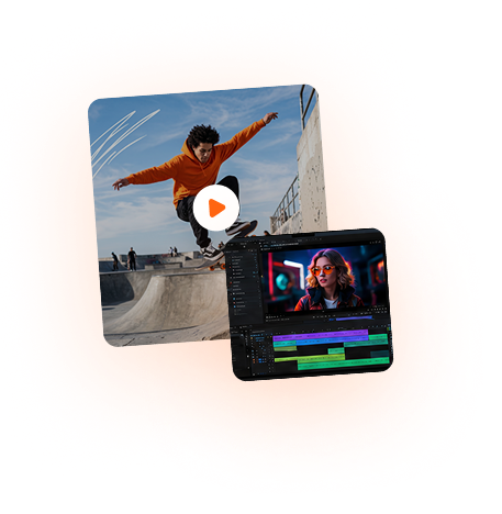 Motion Graphics — skateboarder and video editing iPad
