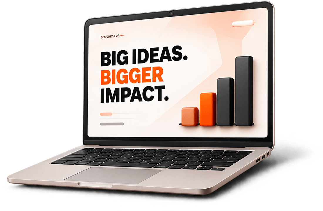 Presentation Designs — laptop with BIG IDEAS BIGGER IMPACT